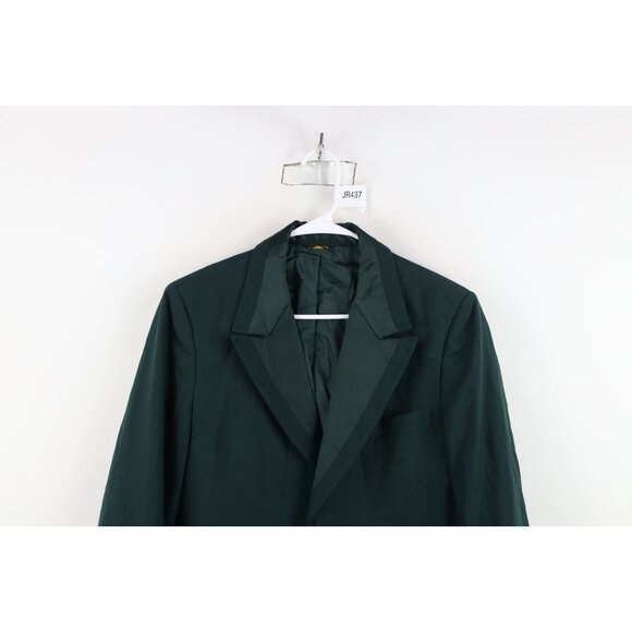 Vintage 50s Rockabilly Mens 39R Satin Trim Smoking Prom Tuxedo Jacket Green USA - Picture 2 of 16